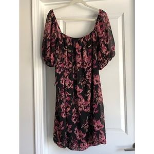 CHARLES HENRY Floral dress with fabric sash.